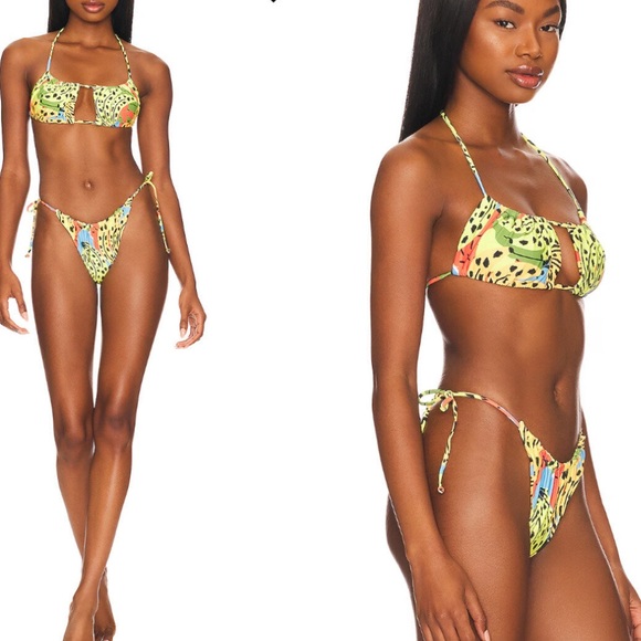 (A21) It’s Now Cool The Square Tie Bikini Top w/string bottom, Sz L top/M bottom - Picture 6 of 12